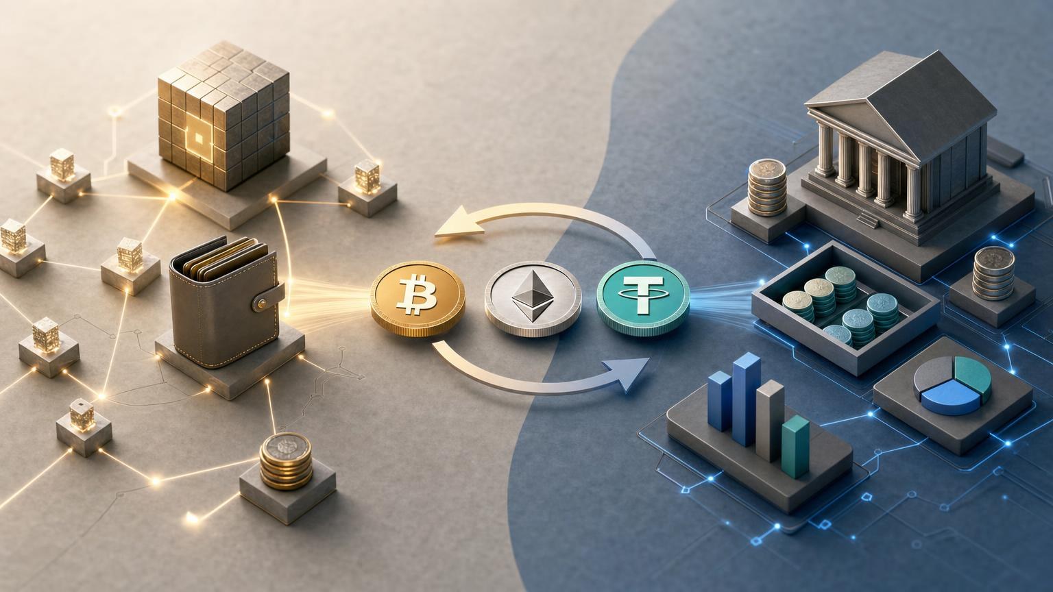 Diagram comparing blockchain network fees, exchange service charges and final received amounts for BTC, ETH and USDT swaps